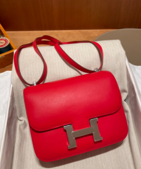 에르메스 콘스탄스18 레드 골드브라운 은장 스위프트